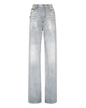 Philipp Plein Wide-Leg-Jeans - Grau