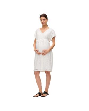 Mama.licious "Vmmtassa" Kleid Für Damen, V-Ausschnitt, Umstandskleidung (Schneeweiß (Farbe)