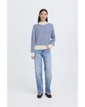 Ichi Langarm Ihkamara Strickpullover Loose Fit - Blau