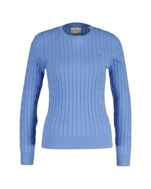 GANT Stretch Cotton Cable C-Neck Strickpullover - Blau