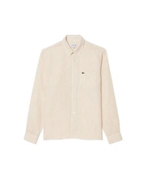 Lacoste Button-Down-Hemd Für Herren, Leinen, Regulär - Natur