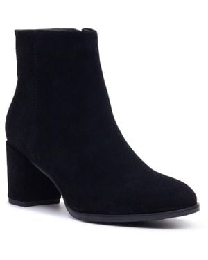 Hush Puppies Claridy Wildleder Damen Schwarze Absatz Stiefeletten - Blau