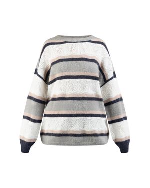 Usha Oversize Strickpullover Damen Mehrfarbig - Grau