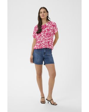 Kaffe Kurzarm-Bluse Kalokia Kurzarm-Bluse Relaxed Fit - Rot