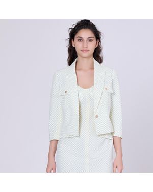 Smart & Joy Crop-Jacke Mit Safari-Taschen Und Punktedruck - Weiß