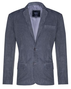Infinity Leather Blazer, Wildlederjacke, Weicher Italienischer Ledermantel - Blau