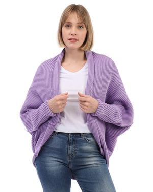 Felix Hardy Strickjacke Mit Fledermausärmeln Aus Wollmischung - Lila