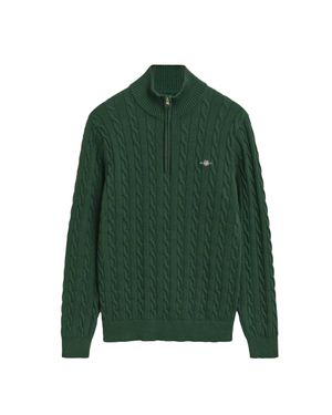 GANT Pullover Für Herren, Mit Halbem Reißverschluss, Mit Zopfmuster - Grün