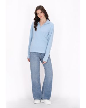 myMo Fleecepullover Damen - Blau