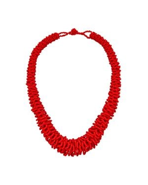 Steuer Modeschmuck Kette Glasperle Rot Gerflochten