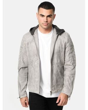 Tazzio Herren Lederjacke Biker-Look - Grau
