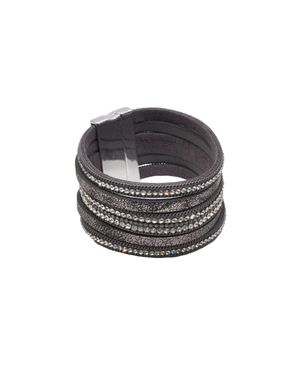 Steuer Modeschmuck Armband Metall Lederband Dunkelgrau - Schwarz