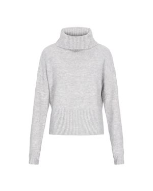 myMo Pullover Frauen Hellgraumelange - Weiß