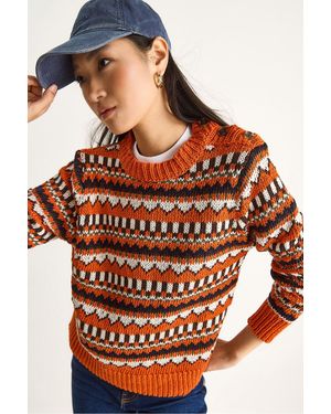 Bianco Lucci Ethnisch Gemusterter Strickpullover - Orange