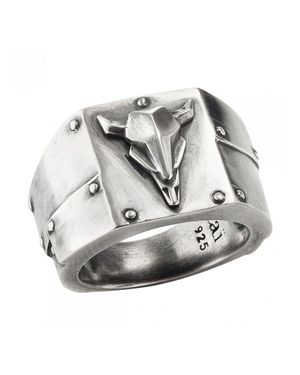 Caï Ring 925 Oxidiert Stierkopf - Grau