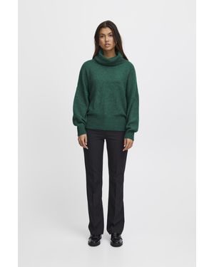 Ichi Langarm Ihkamara Strickpullover Loose Fit - Grün