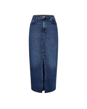 Pieces Bleistiftrock Für Damen, Denim - Blau