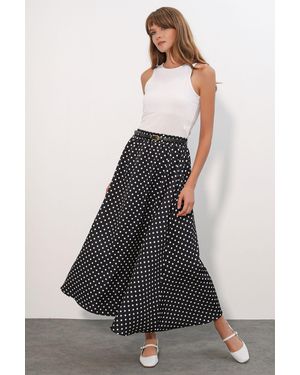 Bigdart High-Waist Pünktchen Maxi-Rock - Weiß