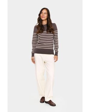 Saint Tropez Strickpullover Milasz Strickpullover Gerade Passform - Natur