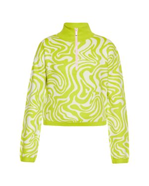 myMo Pullover Frauen Wollweiss Limette - Gelb