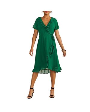 Yumi' Wickelkleid Für Damen, V-Ausschnitt - Grün