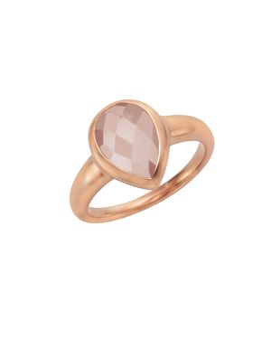 Jamelli Ring Silber 925 Rosé-Vergoldet Mit Echtem Rosenquarz - Pink