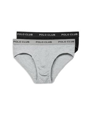 POLO CLUB Slips Im Zweierpack Schwarz Und Grau Mit Logo-Detail