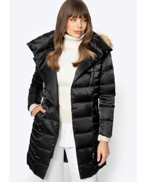Wittchen Damen-Daunenjacke Mit Asymmetrischem Verschluss, Schwarzes Nylon