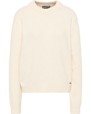 Dreimaster Strickpullover Damen Wollweiss - Natur