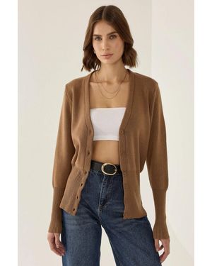 Hiccup Semi Fit V-Ausschnitt Strickcardigan - Blau
