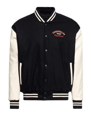 King Kerosin Herren Baseball Leder Jacke Goodfellas Beer - Blau