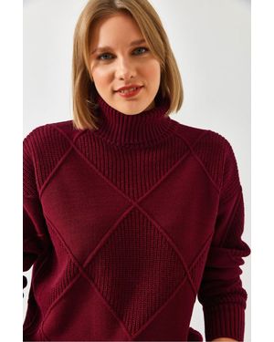 Bianco Lucci Strickpullover Mit Stehkragen - Rot