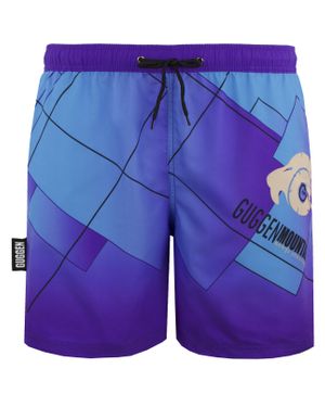 GUGGEN Mountain Herren Badehose Kariert - Blau
