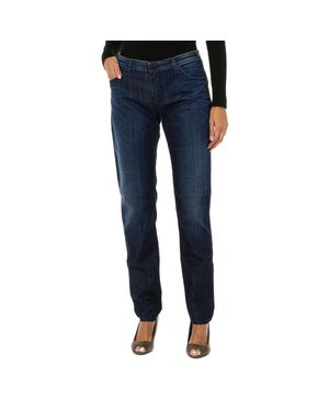 Armani Lange Getragen Effekt Denim Hosen 6Y5J28-5D30Z Frau - Blau