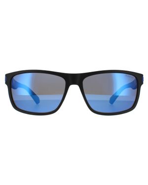 Polaroid Rechteck Herren Matt Blau Blaue Spiegelgläser Polarisierend