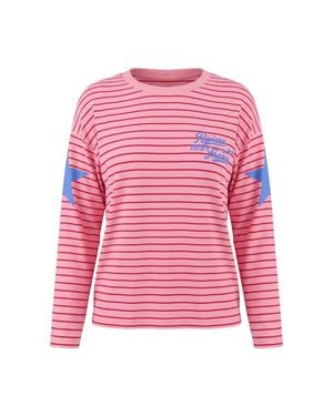 Trendyol Mi̇Lla Damen Gestreift Lang, Oversize T-Shirts - Pink