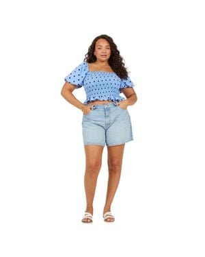 Brave Soul Bluse Für Damen, Puffärmel /Marine) - Blau