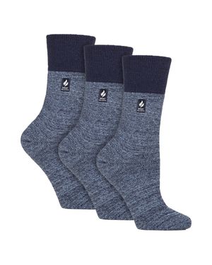 Gentle Grip 3Er-Pack Damen Thermosocken Warme Winter Crew Socken Mit Gebürstetem Innenfutter - Blau