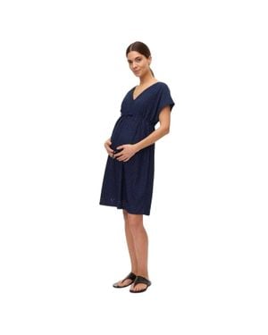 Mama.licious "Vmmtassa" Kleid Für Damen, V-Ausschnitt, Umstandskleidung (Marineblau)