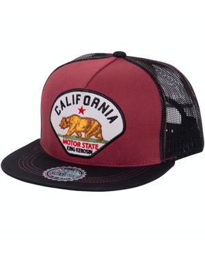 King Kerosin Herren Snapback Cap Mit Stickerei Und Netz California - Rot