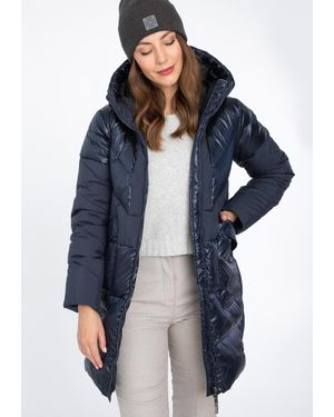 Wittchen Damen-Daunenmantel Aus Materialmix Mit Kapuze, Marineblau