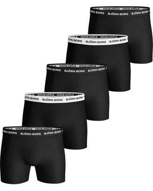 Björn Borg Retro-Hose Im Praktischen 5Er-Pack, Enganliegend, Mit Stretchanteil Und Logobund - Schwarz