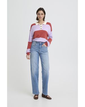 Ichi Langarm Ihboston Langarm Loose Fit - Blau