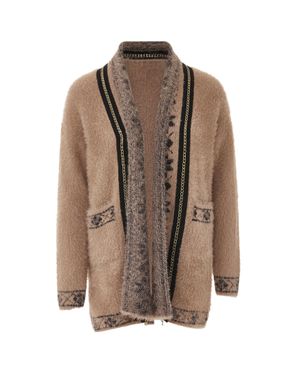 faina Strickjacke Damen Dunkelrosa - Braun