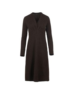 Conquista Braunes Melange-Langarm-Jerseykleid Mit Empire-Linie - Schwarz