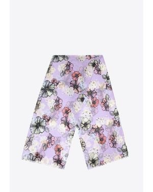 Wittchen Damenschal Mit Zartem Blumenmuster, Cremefarben Und Lila, Polyester - Weiß