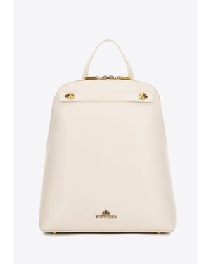 Wittchen Damen-Lederrucksack, Trapezförmig, Cremefarben, Naturleder