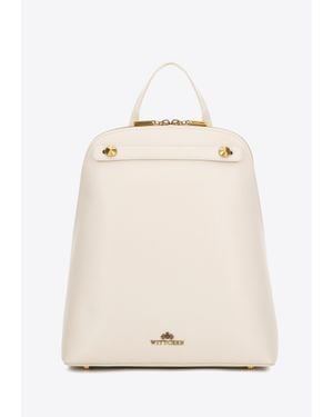 Wittchen Damen-Lederrucksack, Trapezförmig, Cremefarben, Naturleder