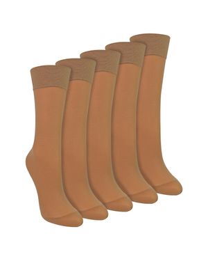 Sock Snob 5Er-Pack Damen Knöchelsocken 15 Denier Leichte Durchsichtige Socken - Braun