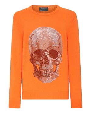 Philipp Plein Rundhalspullover Iconic Plein - Orange